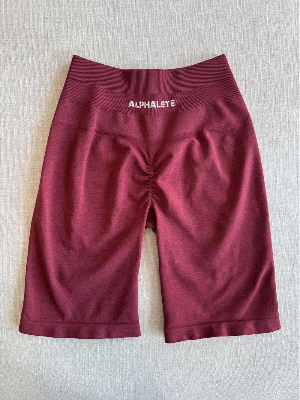 Alphalete Bordeaux Seamless Scrunch Biker Shorts High Rise Small